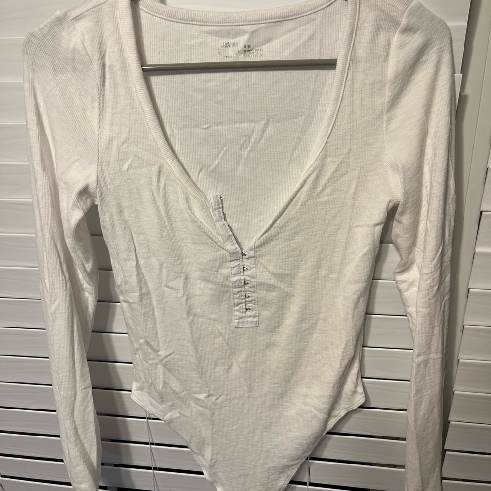 Aerie V-Neck White Bodysuit
